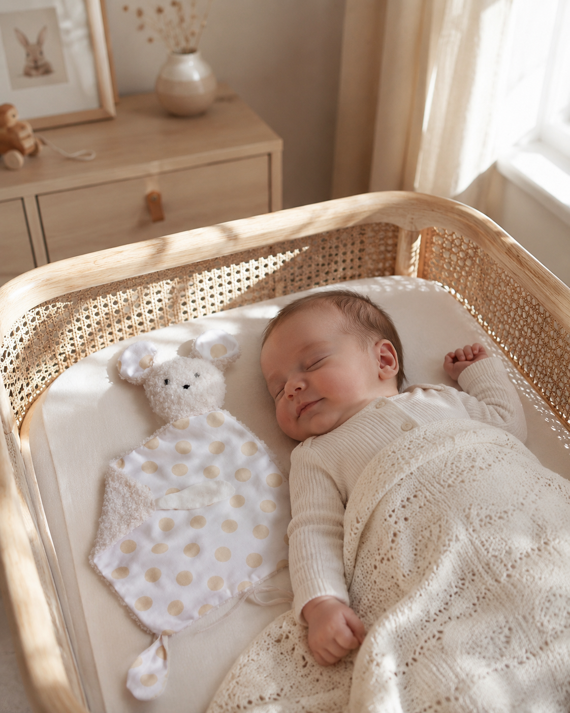 Soft Baby Comforter (Betta mouse - White beige color)