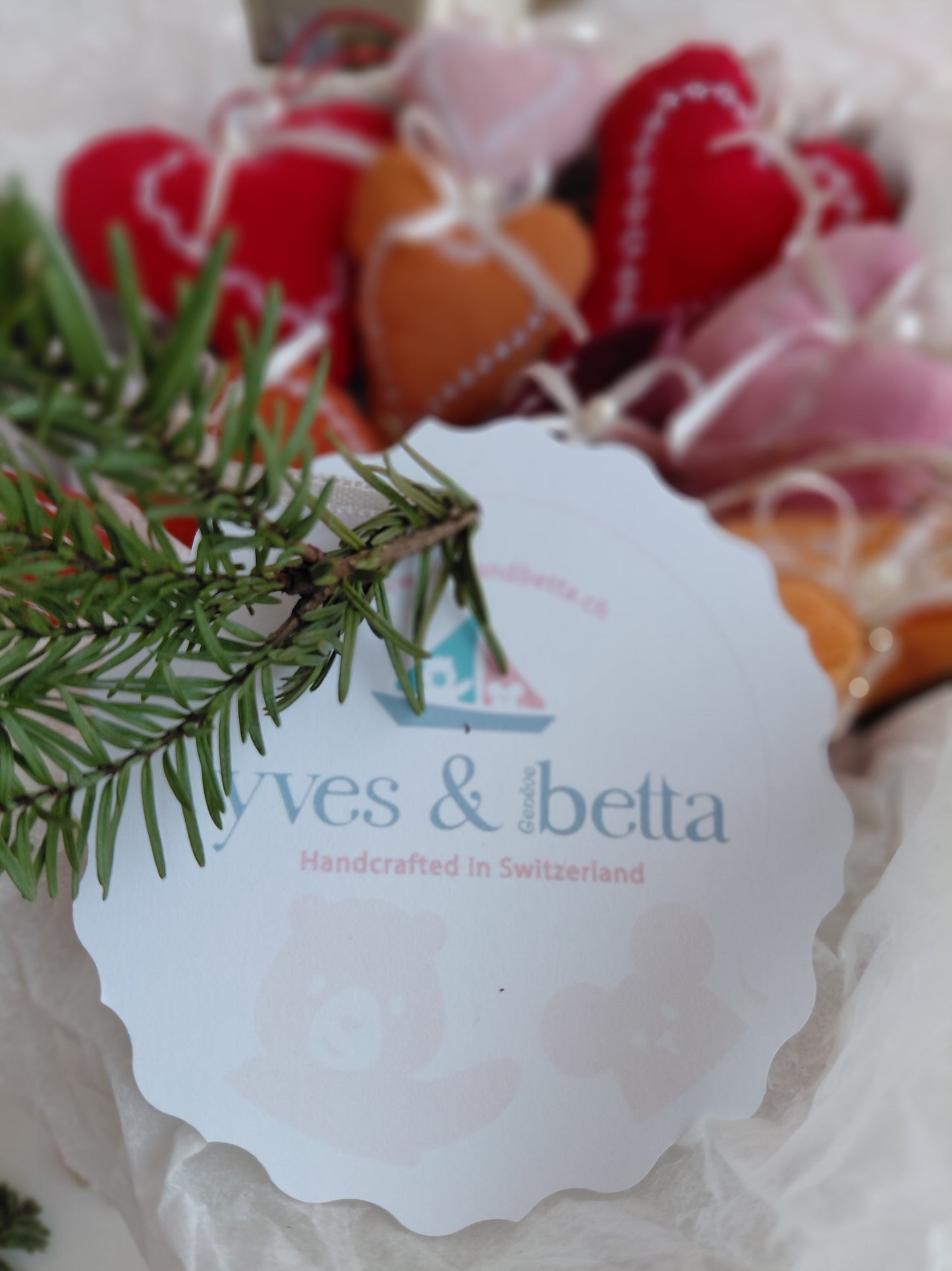 Set of 10 Velvet Christmas Hearts