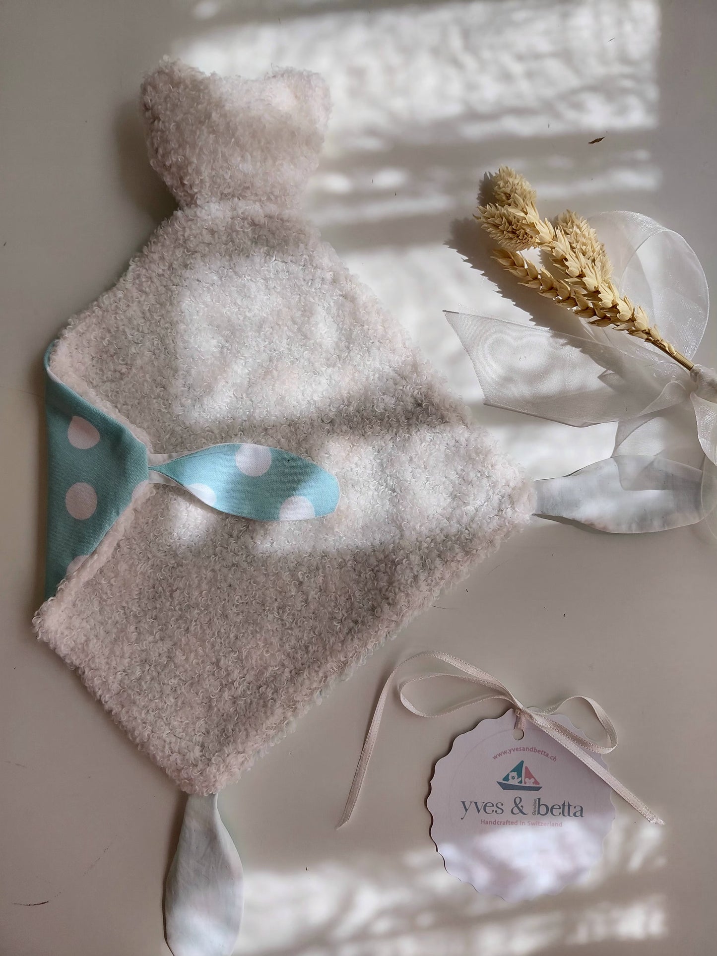 Soft Baby Comforter (Yves bear - White mint color)