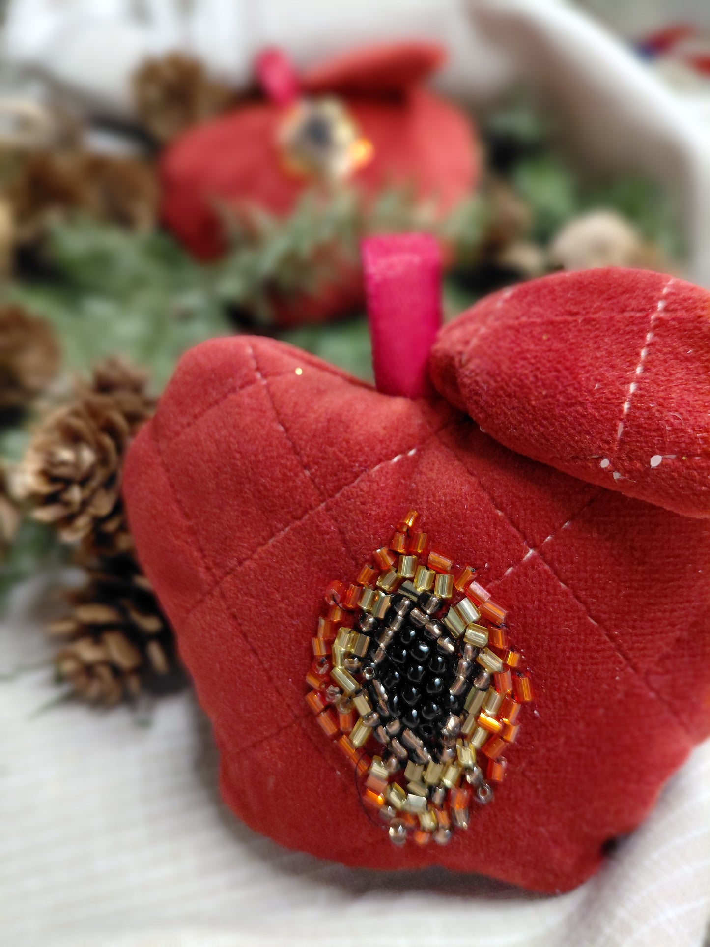 Christmas Velvet Apples - Set of two